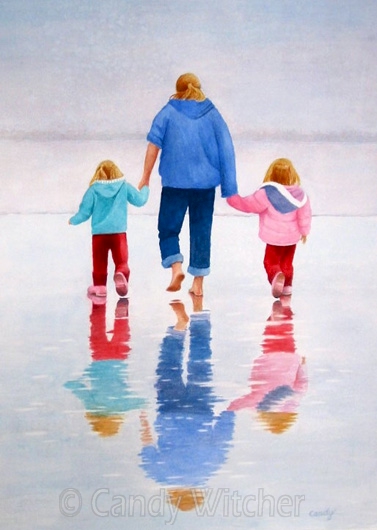 Twins Walking Along Shore II by Candy Witcher